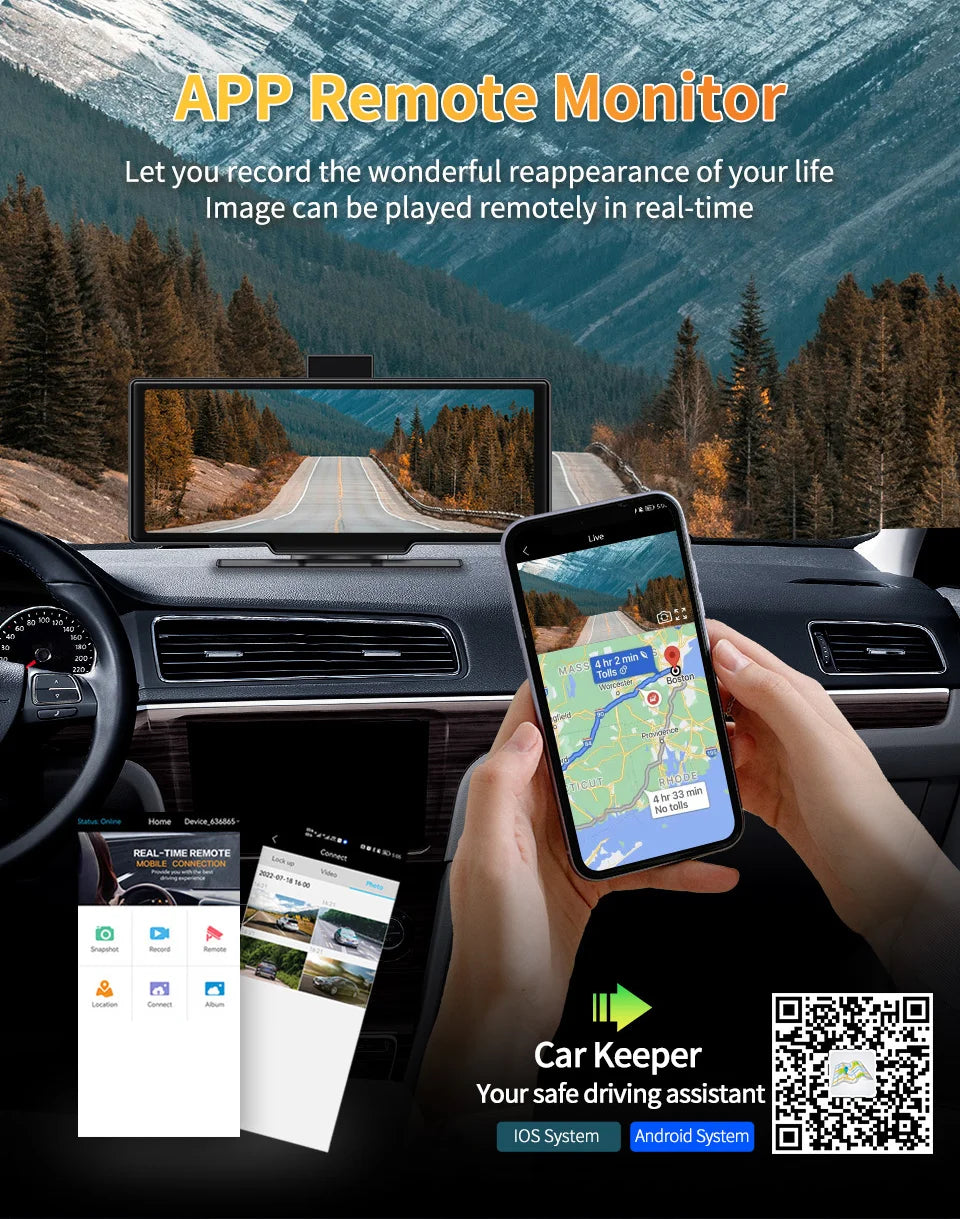 Imagebon Android 13 4G LTE 10.26 Inch Dash Cam Recorder 6+128G 8 Core ADAS Google Play GPS FM 24H Parking Monitor Mirror Video