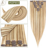TESS 7Pcs/Set Human Hair Clip In Hair Extensions Natural Extension 14"-24" Full Head Blonde Human Hair Clip Ins Remy Hair Pieces