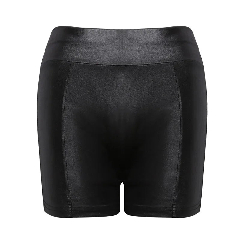 2023 Sexy Womens Shorts Shiny Elastic High Waist Shiny Faux PU Leather Short Pants Slim Hot Dance Clubwear Mini Shorts