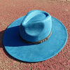 Fedora hat nubuck leather elastic webbing concave top wide brim hat for men and women autumn and winter hat  sombrero hombre