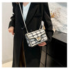 Black & White Plaid Casual Shoulder Bag Crossbody Handbag Women's Shoulder Bags Handbags With Top Handle Fashion Square Bag