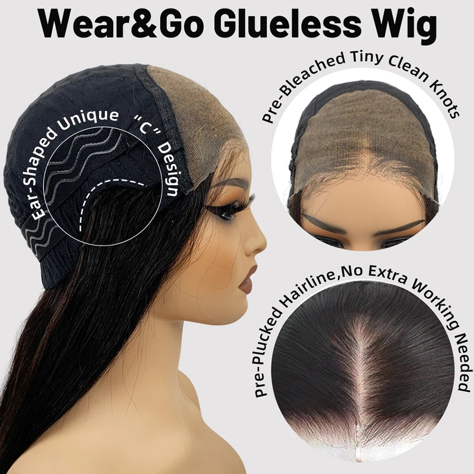 100% Glueless Wigs Human Hair Wigs Ready To Wear Bleached Knots 6x4 Pre Cut HD Transparent Wear And Go Wigs Kinky Curly 210%