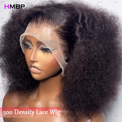 Afro Kinky Curly 500 Density 13×6/360 HD Glueless Lace Frontal Wigs Human Hair Wear And Go PrePlucked Hair For Black Women HMBP