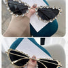 KLASSNUM Luxury Woman Sunglasses Cat-eye Rhinestone Sunglasses 2024 Trendy Party Eyepiece Glitter Metal Frame Color Lens Shades
