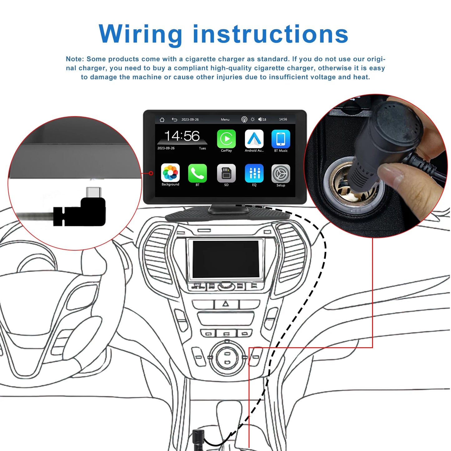 Podofo 9" Car Radio Multimedia Video Player Wireless Carplay Android Auto Car Mirror DVR Recorder Dashboard For Nissan Toyota