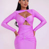 Articat Sexy Hollow Out Long Sleeved Elastic Tight Dress Women Pleats Double Layered Female Vestidos Elegant Party Evening Dress