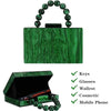 Luxury Crossbody Bag Pearl Marble Dark Green Acrylic PVC Evening Bags Women Purses And Handbags Wedding Party Beach Flap