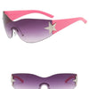 Sports Punk Sunglasses Goggle Y2k Luxury Brand Designer Sun Glasses Shades One Piece Around Eyewear Female Five Star Eyeglasses