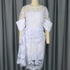 White Lace Dresses for Women Vintage Crew Neck Embroidery Tunic Package Hip Retro Elegant Midi Dress Holiday Party Wedding Gowns