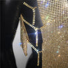 Sexy Rhinestone Backless Party Crop Top Women Glitter Turtleneck TShirt Adjustable Metal Chain Summer Nightculb Diamond Tank Top