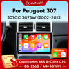 Ainavi Car Radio For Peugeot 307 CC 307CC 307SW 2002 - 2013 Wireless Carplay Android Auto Stereo Multimedia Player 4G 2 Din