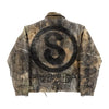 Vintage Leaves Camouflage Jeans Jacket Two Piece Set Y2K Suit Men Letters Rhinestone Sequins Oversized Coat Baggy Jeans Clothing