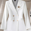 Fashion Women Blazer Ladies Fall Winter Black Red White Long Sleeve Double Breasted Slim Female Jackets Coat