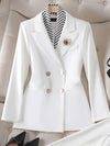 Fashion Women Blazer Ladies Fall Winter Black Red White Long Sleeve Double Breasted Slim Female Jackets Coat