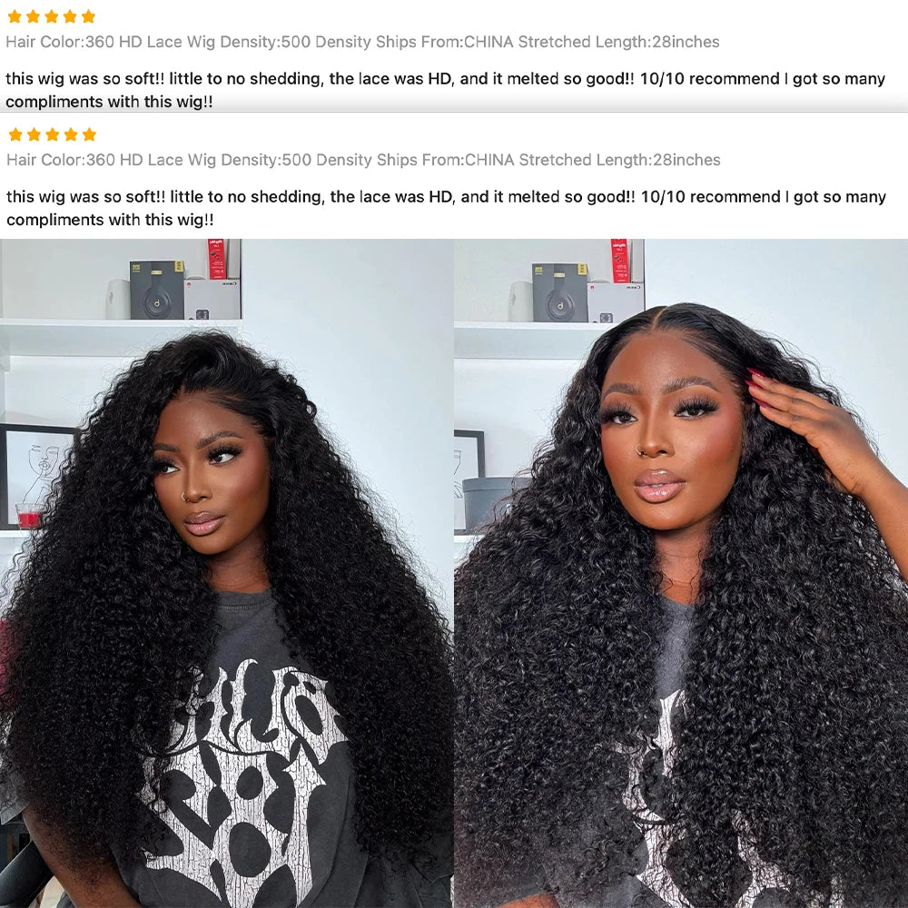 500 Density Glueless Wigs Human Hair Kinky Curly 13x6 Hd Lace Frontal Wig Brazilian 100% Human Hair Preplucked Wigs For Women
