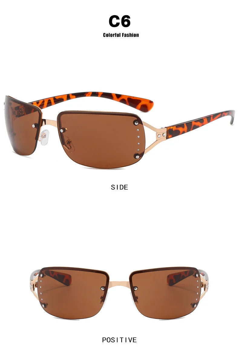 New Frameless Decorative Diamond Sunglasses Women's Design Brand Luxury Sun Glasses Outdoor Leisure Eyewear UV400 Gafas De Sol