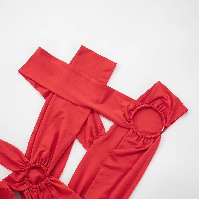 Joskaa Sexy Hollow Bandage Irregular Jumpsuit Women Summer Sleeveless Backless Ribbon Skinny Rompers 2025 Midnight Clubwear