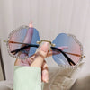 2024 New Metal Frame Flower Designer Women Trendy Fashion Cutting Lens Ladies Street Photography Woman's Shades Sunglasses