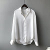 Elegant Satin Loose Women Shirt Spring Turn-down Collar Ladies Blouse Autumn Vintage Casual Button Silk Tops