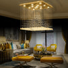 Chandelier K9 Crystal Pendant Ball Square Chandelier Lighting Fixture Raindrop Curtain Glass Chandelier LED Light