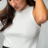 Ribbed Knitted Tops Neck Summer Basic Shirts White Black Casual Sport Vest Off Shoulder Green Women's Tank Top