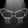 Stonefans Simple Rhinestone Cat Eye Glasses Frames Jewelry for Women Statement Spectacle Eye Decoration No Lens Eyewear Gift