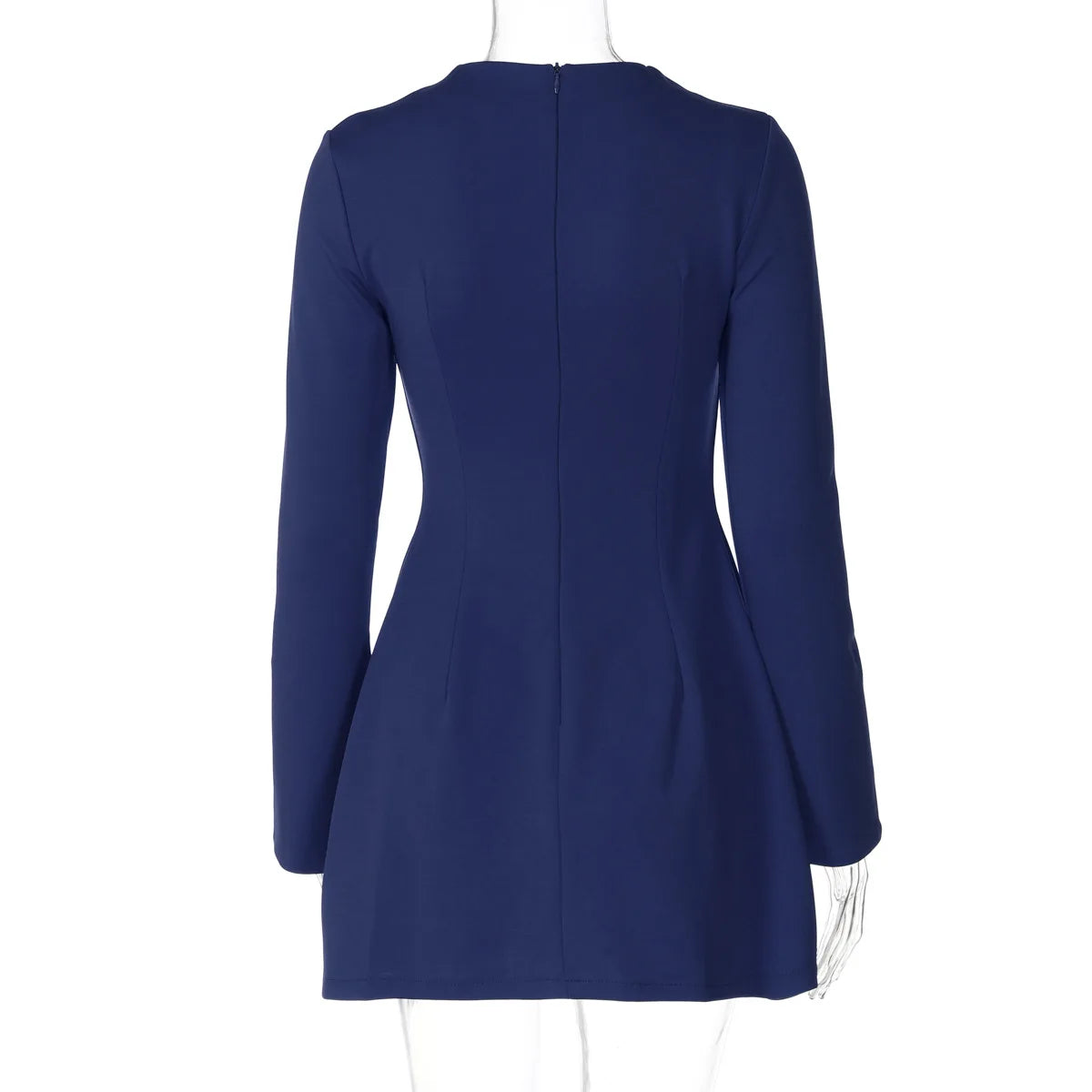 Hugcitar 2024 Spring O Neck Long Sleeve Solid Patchwork Zip Up Sexy Bodycon Mini Dress Women Fashion Outfits Birthday Party Y2K