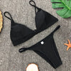 Bikini 2025 New Women's Split Solid Color Adjustable Size Swimsuit