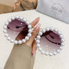 Luxury Pearl Sunglasses 2024 New Fashion Metal Frame Round Sun glasses Brand Designer Sunglasses UV400