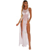 Top Fashion Transparent Sexy Split Long Sleeping Dress Super Elastic Multi-color Mesh Beach Skirt Women Nightgown Lingerie Dress