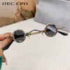 Fashion Diamond Round Sunglasses Women Luxury Rhinestone Shades UV400 Sun Glasses Female Punk Brand Designe Eyewear Men Eyeglass