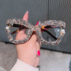 Full Diamond Oversized Blue Light Glasses for Women Fashion Thick Square Computer Eyewear Blue Red Pink Black Glasses