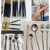 24Pcs Black Handle Golden Cutlery Set Stainless Steel Knife Fork Spoon Tableware Flatware Set Festival Kitchen Dinnerware Gift