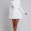 Mozision Long Sleeve Backless Sexy Mini Dress For Women Autumn Winter New O Neck High Waist A-line Club Party Sexy Dress Elegant
