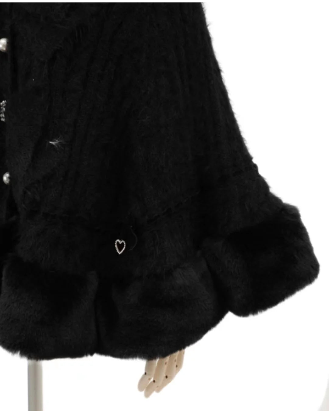 Japanese Liz Sweet Princess Faux Rabbit Fur Cape Coat Women Autumn Winter Fur Jacket Loose Clock Rhinestone Bow Hooded Coat