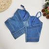 Irene Tinnie Sexy Cute Hole Cartoon Decoration Push Up Bustier Women's Denim Bralette Cropped Top Vest Plus Size