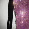 Sexy Rhinestone Backless Party Crop Top Women Glitter Turtleneck TShirt Adjustable Metal Chain Summer Nightculb Diamond Tank Top