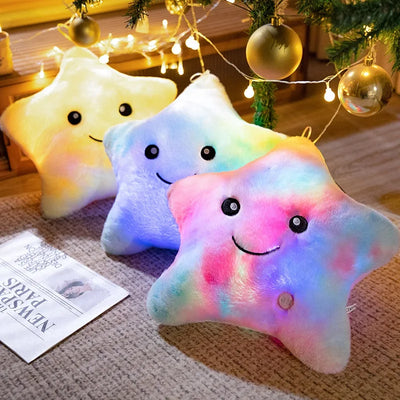 24*22CM Luminous Five-pointed Star Plush Toys Glowing Star Stuffed Soft Doll Pillow Nice Halloween Xmas Gifts