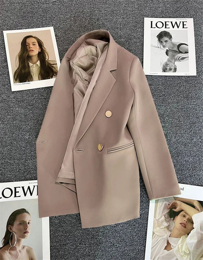 Spring Autumn High Quality Long Sleeve Female Blazer Double Button Jacket Ladies Business Work Wear Formal Coat Women Outerwea