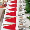 Santa Hat Ornament Utensil Holder Bag Santa Hat Fork Knife Cutlery Bag Christmas Home Decor 2024 Christmas Ornament Navidad 2025