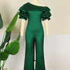 Jumpsuits Women One Piece Party Slim Fit Sexy Oblique Shoulder Wide Leg Long Pants Overalls Elegant Splice Rompers Evening