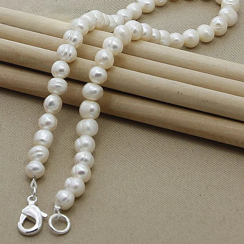 High Quality Fashion Long Pearl Necklace Pearl 925 Silver Jewelry For Women Statement Necklace