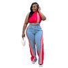 2 Pieces Women's Sets 2025 Spring Summer Denim Sleeveless Suit Tops And Wide Leg Pants Suits Two Piece Set Tracksuit Outfit