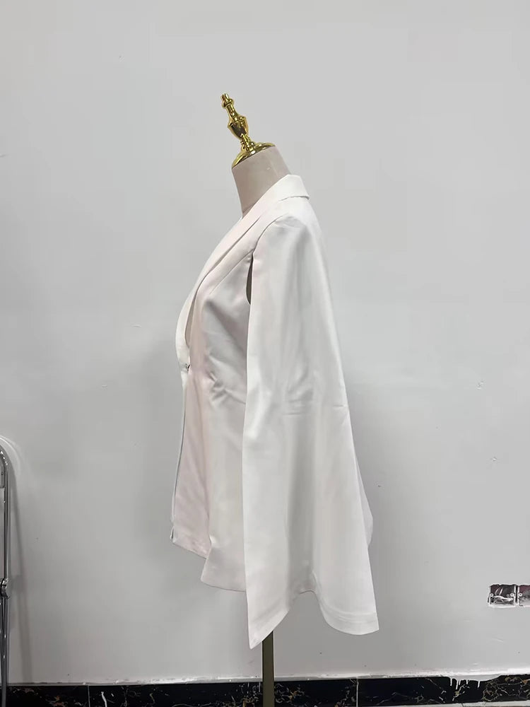 TWOTWINSTYLE Solid Chic Elegant Blazers For Women Shawl Collar Cloak Sleeve Tunic Slimming Temperament Coats Female Fashion New