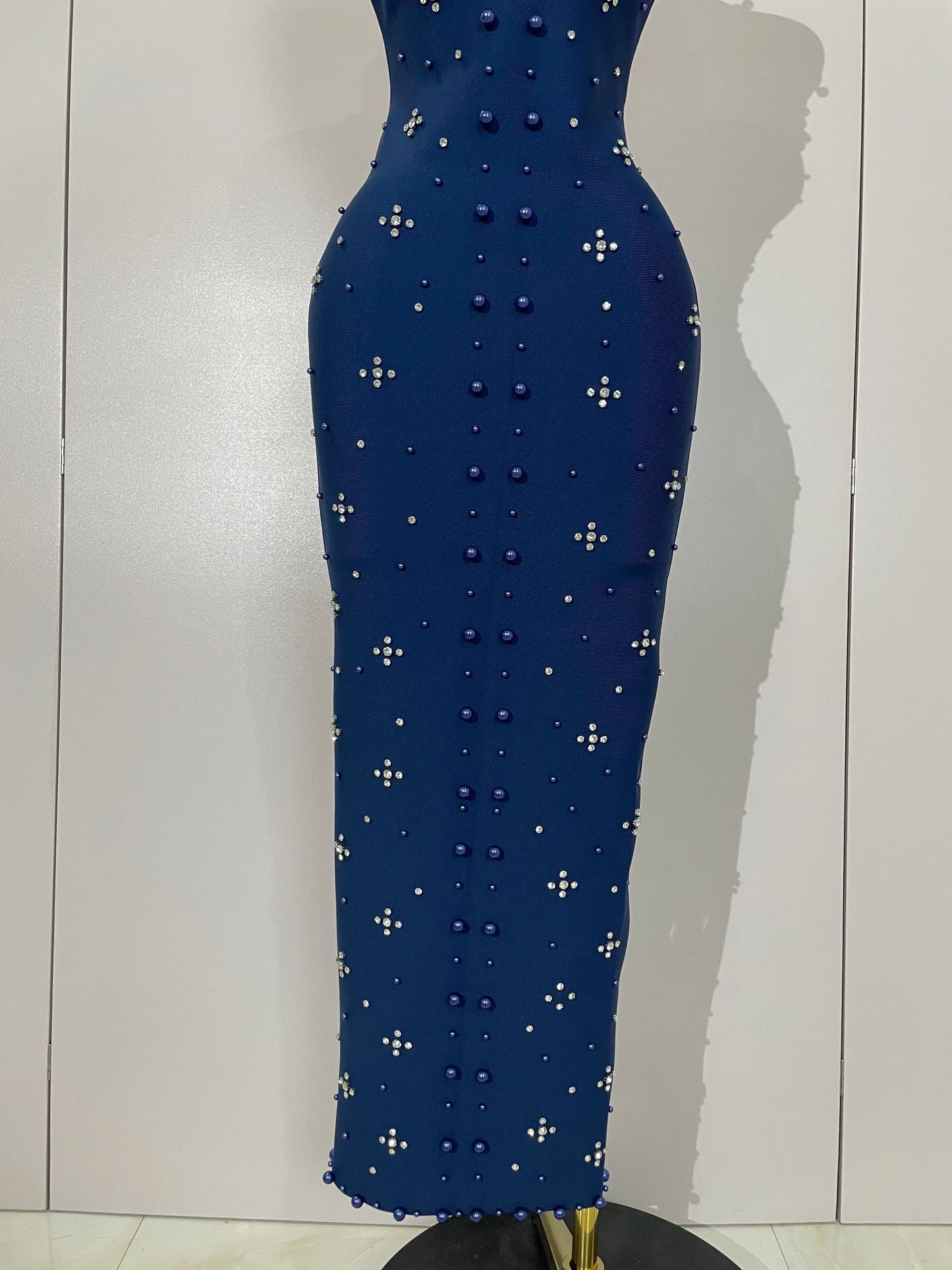 2025 Luxury Shining Diamonds Pearls Sleeveless Bodycon Bandage Long Dress Women Celebrate Evening Party Elegant Birthday Gowns