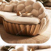 French light luxury semi-circular curved villa living room creative sofa cream special-shaped solid wood