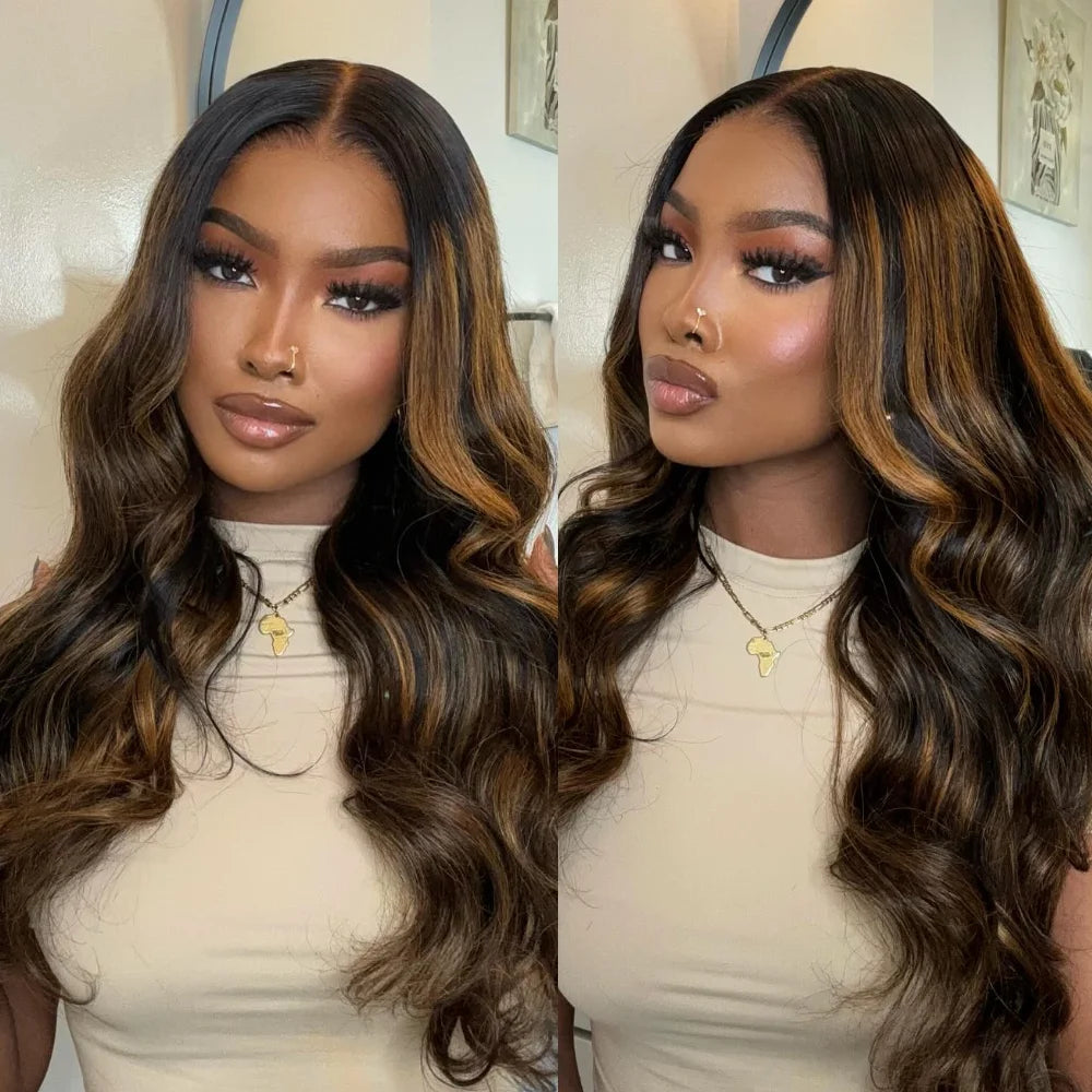 UNice Hair Bye Bye Knots 7x5 Lace Glueless Wig Brown Balayage Body Wave Human Hair Lace Front Wig Pre Cut Pre Bleached Lace Wig