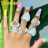 New Full Iced Out Bling Hollow Heart Ring Gold Silver Color 5A CZ Micro Pave Cubic Zircon Rings Hip Hop Punk Men Women Jewelry