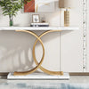 Tribesigns Gold Entryway Table, Modern 39-Inch Console Faux Marble Narrow Wood Sofa with Geometric Metal Legs