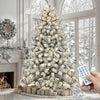 Prelit Snow Flocked Artificial Full Christmas Tree 9ft with Remote Control Christmas Pine Tree with 11 LightModes 2094 Branch T
